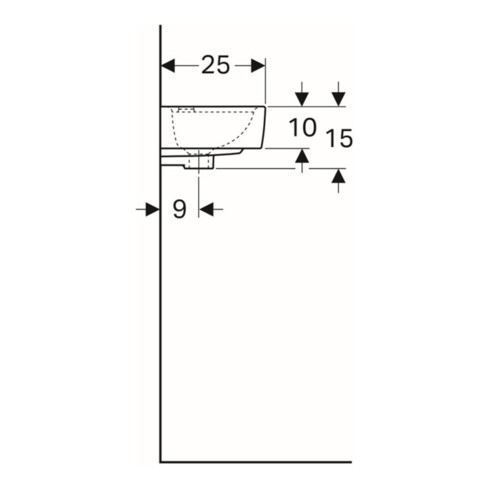 Geberit Handwaschbecken Renova Compact 40x25cm, m ÜL, Hahnloch rechts, weiß