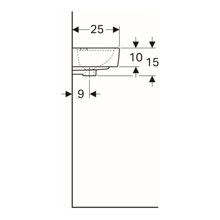 Geberit Handwaschbecken Renova Compact 40x25cm, m ÜL, Hahnloch rechts, weiß