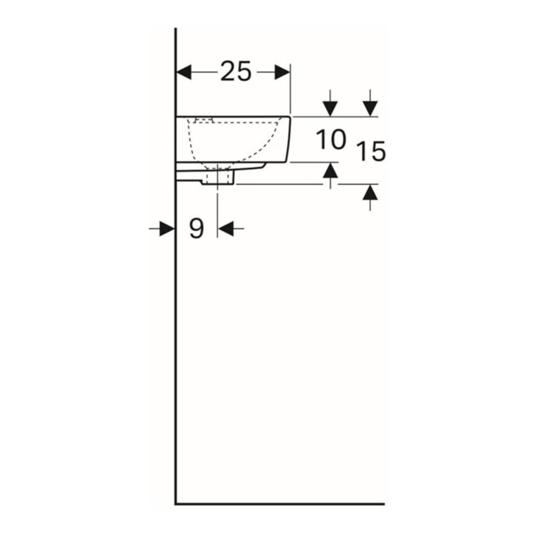 Geberit Handwaschbecken Renova Compact 40x25cm, m ÜL, Hahnloch rechts, weiß