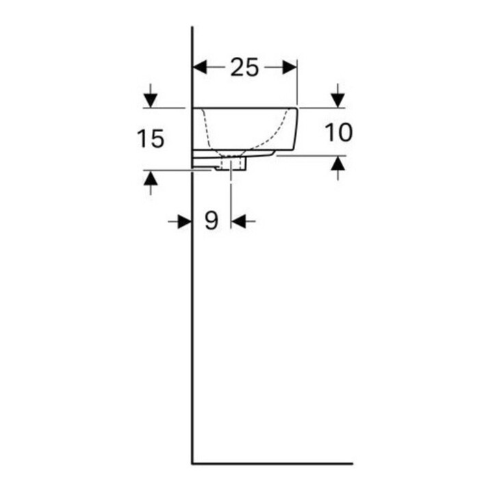 Geberit Handwaschbecken Renova Compact 40x25cm, o. Hahnl., o. ÜL, weiß KeraTect