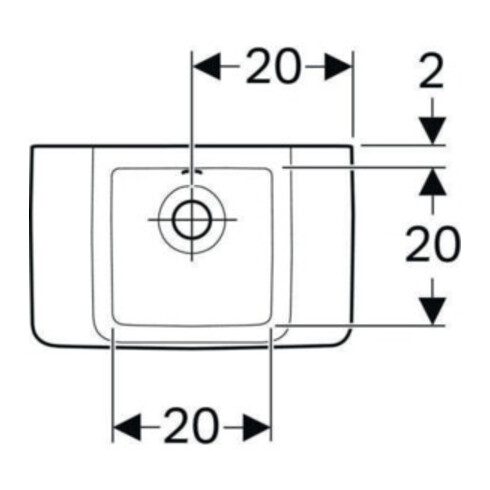 Geberit Handwaschbecken Renova Compact 40x25cm, o. Hahnloch, mit Überlauf, weiß