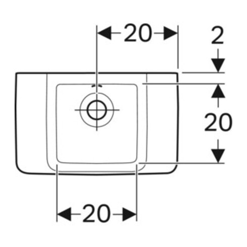 Geberit Handwaschbecken Renova Compact 40x25cm, o. Hahnloch, mit Überlauf, weiß