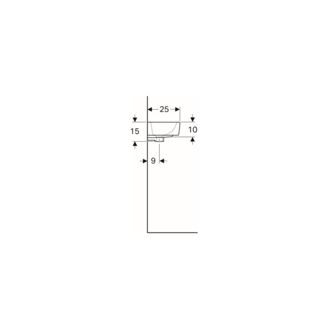 Geberit Handwaschbecken Renova Compact 40x25cm, o. Hahnloch, mit Überlauf, weiß