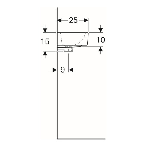 Geberit Handwaschbecken Renova Compact 40x25cm, o. Hahnloch, mit Überlauf, weiß