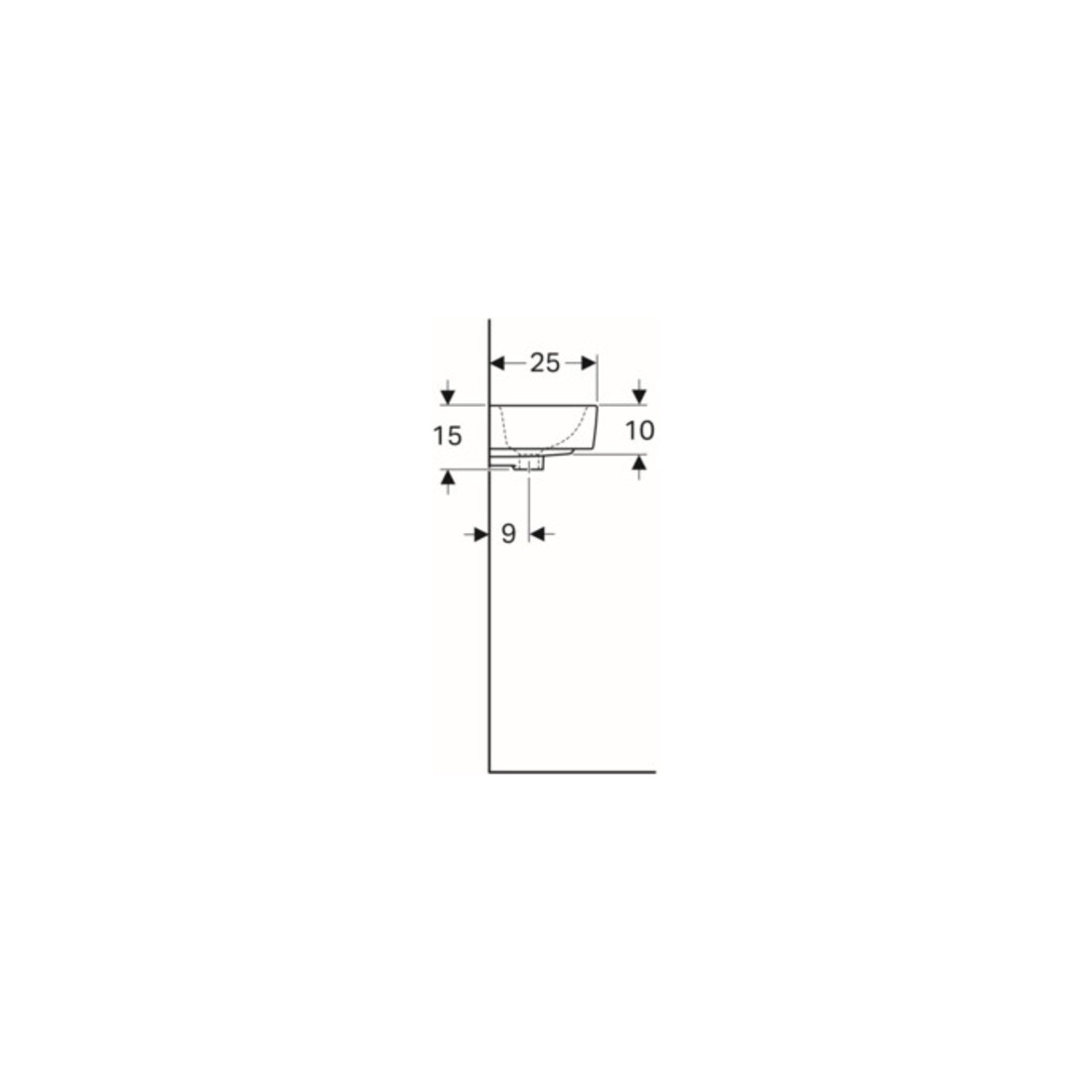 Geberit Handwaschbecken Renova Compact 40x25cm, o. Hahnloch, mit Überlauf, weiß