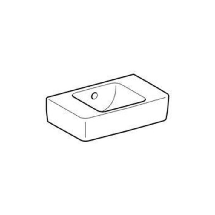 Geberit Handwaschbecken Renova Compact 40x25cm, o. Hahnloch, mit Überlauf, weiß