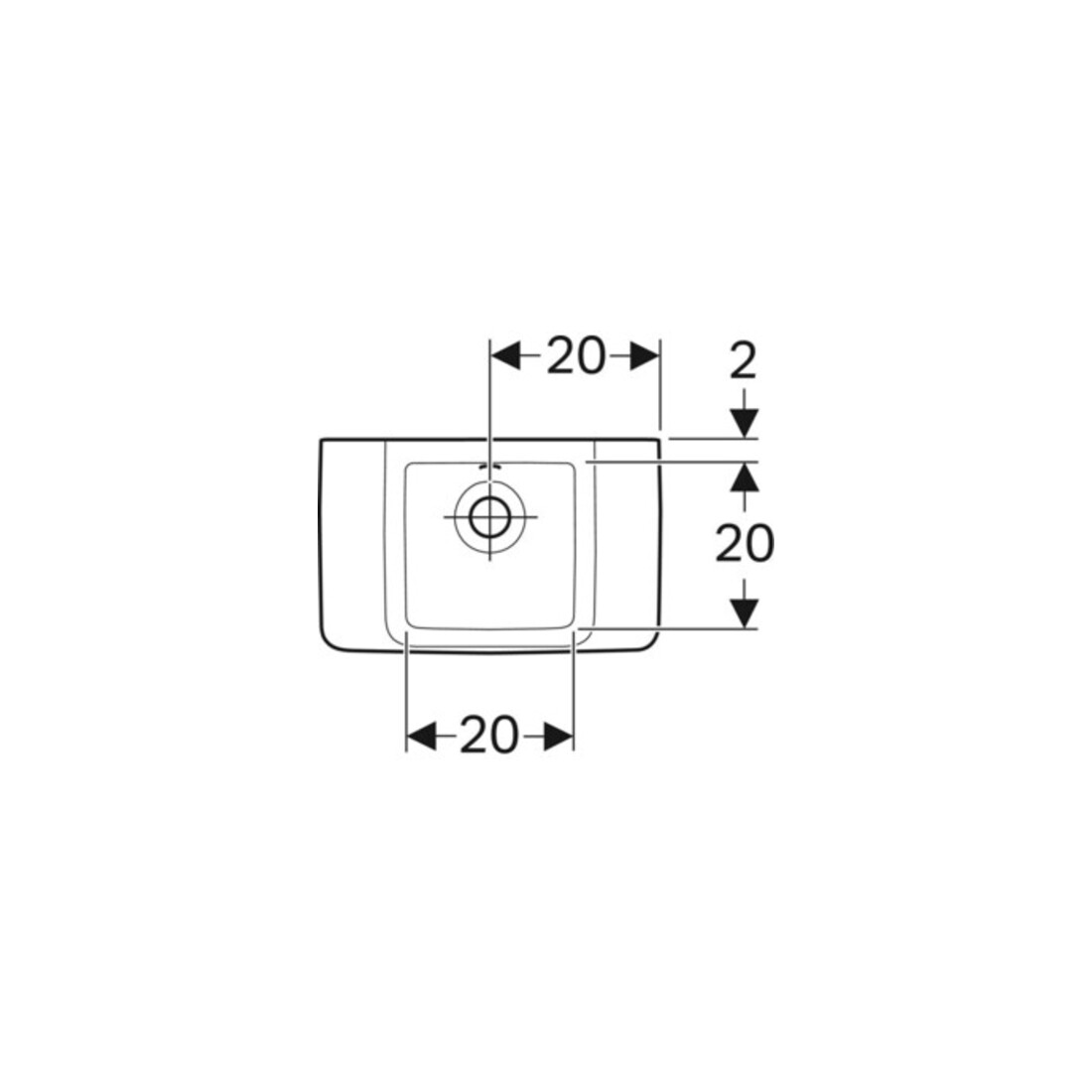 Geberit Handwaschbecken Renova Compact 40x25cm, o. Hahnloch, mit Überlauf, weiß