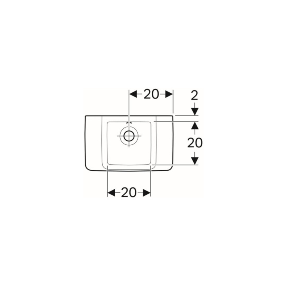 Geberit Handwaschbecken Renova Compact 40x25cm, o. Hahnloch, mit Überlauf, weiß
