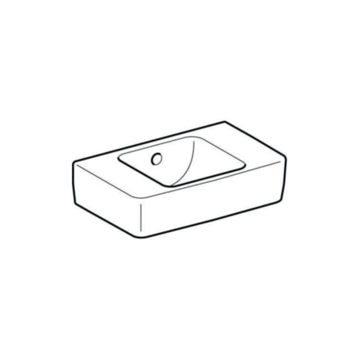 Geberit Handwaschbecken Renova Compact 40x25cm, o. Hahnloch, mit Überlauf, weiß