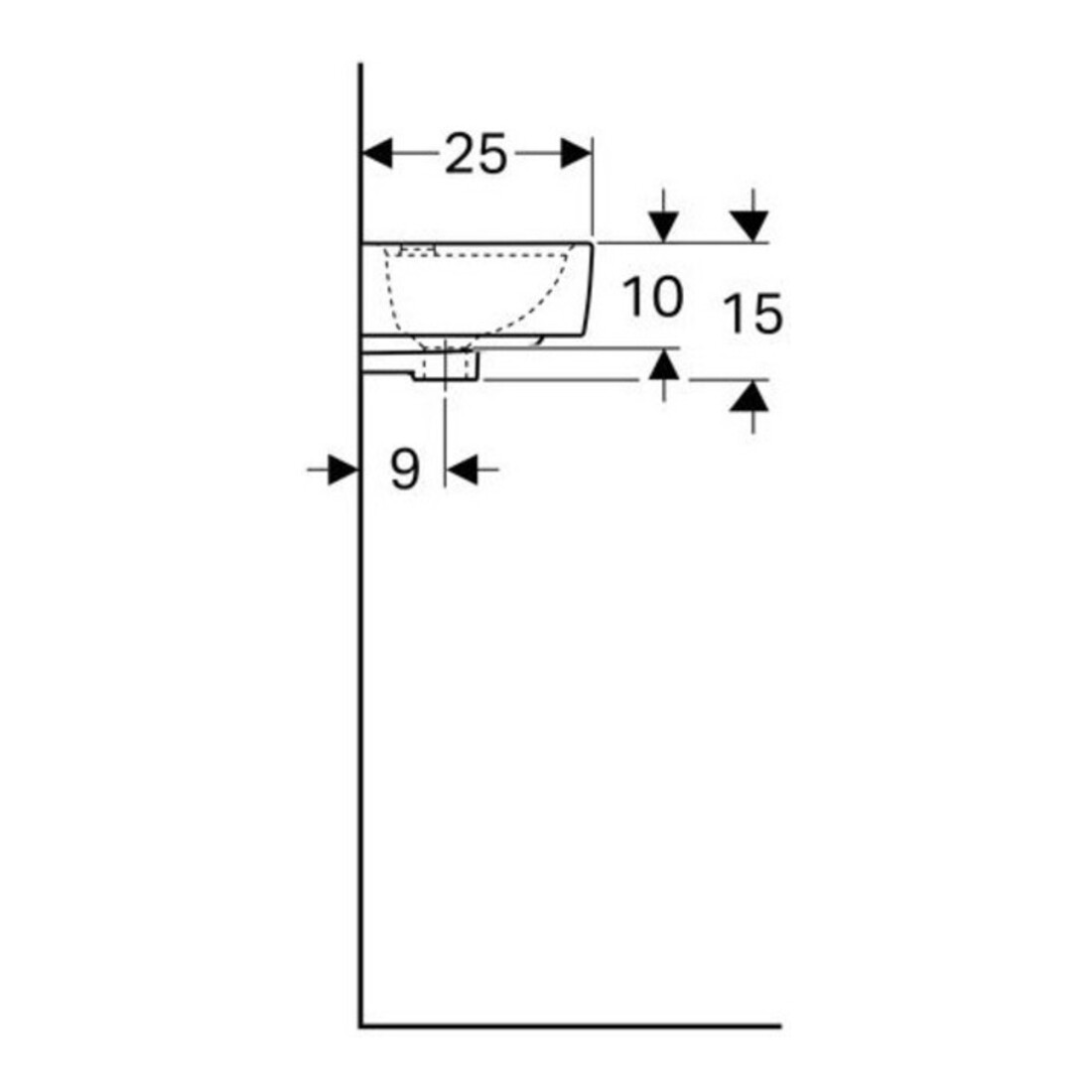 Geberit Handwaschbecken Renova Compact 40x25cm, o. ÜL, Hahnloch rechts, weiß
