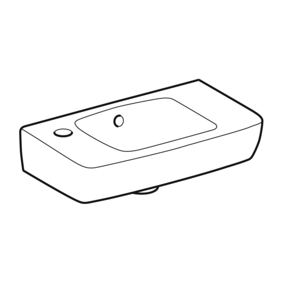 Geberit Handwaschbecken Renova Compact 45x25cm, m HL L, m Ü, Abl, we/KeraTe