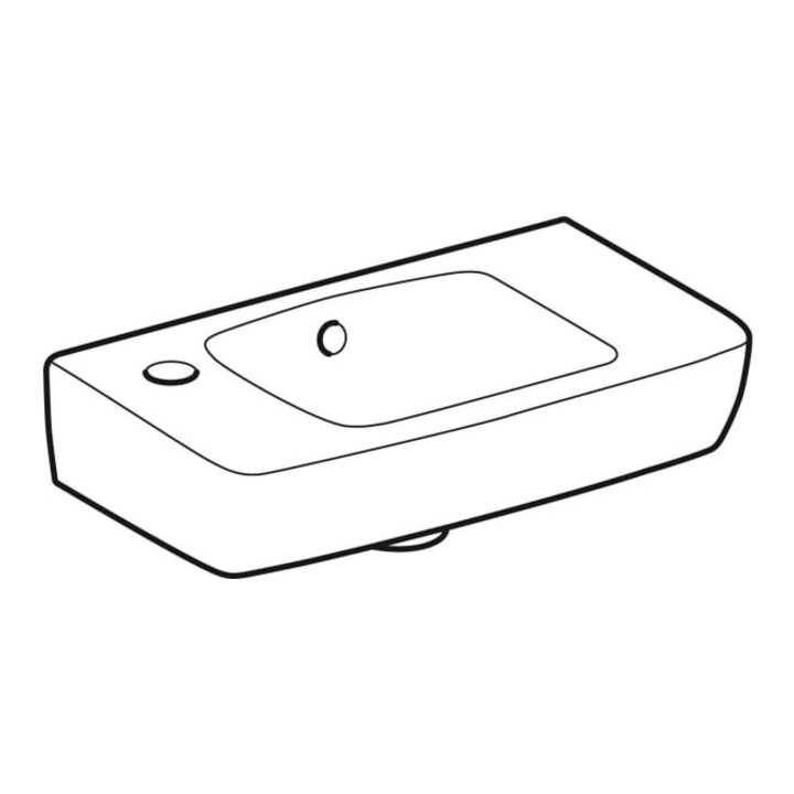 Geberit Handwaschbecken Renova Compact 45x25cm, m HL li, m ÜL, Ablagefl., we.
