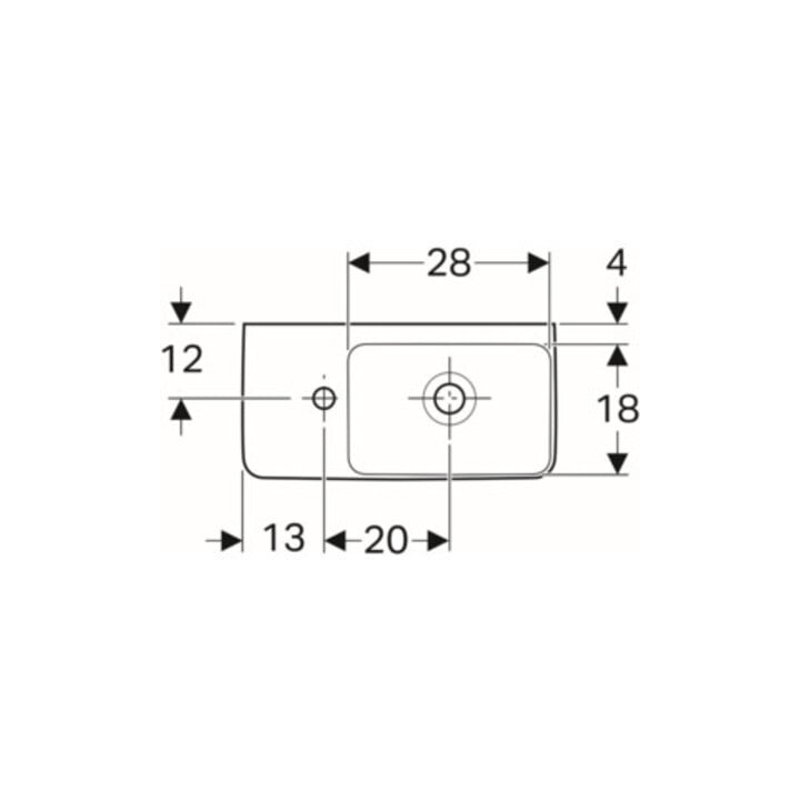 Geberit Handwaschbecken Renova Compact 50x25cm, m Hahnl. li, mit Überlauf, weiß