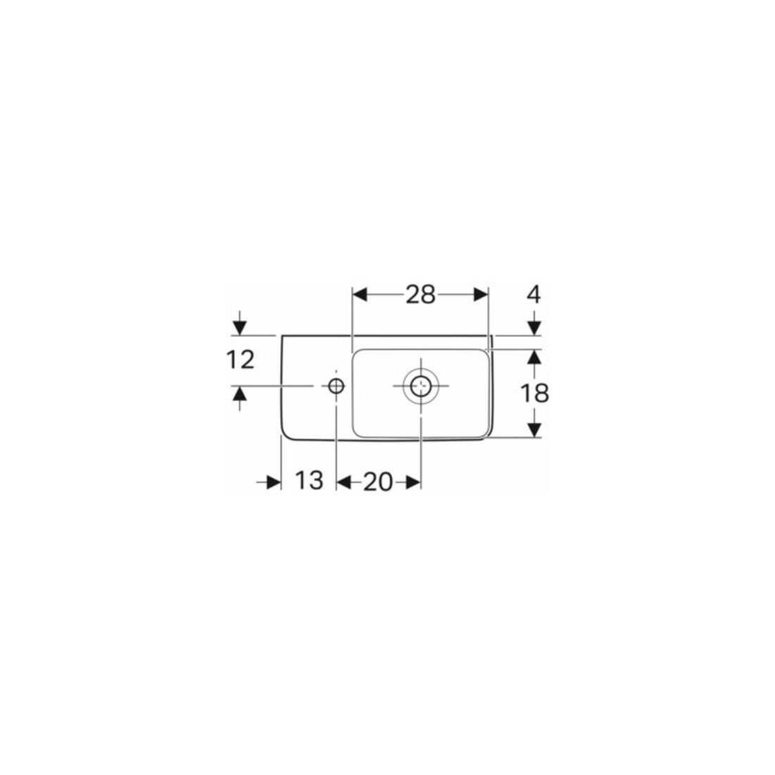 Geberit Handwaschbecken Renova Compact 50x25cm, m Hahnl. li, mit Überlauf, weiß