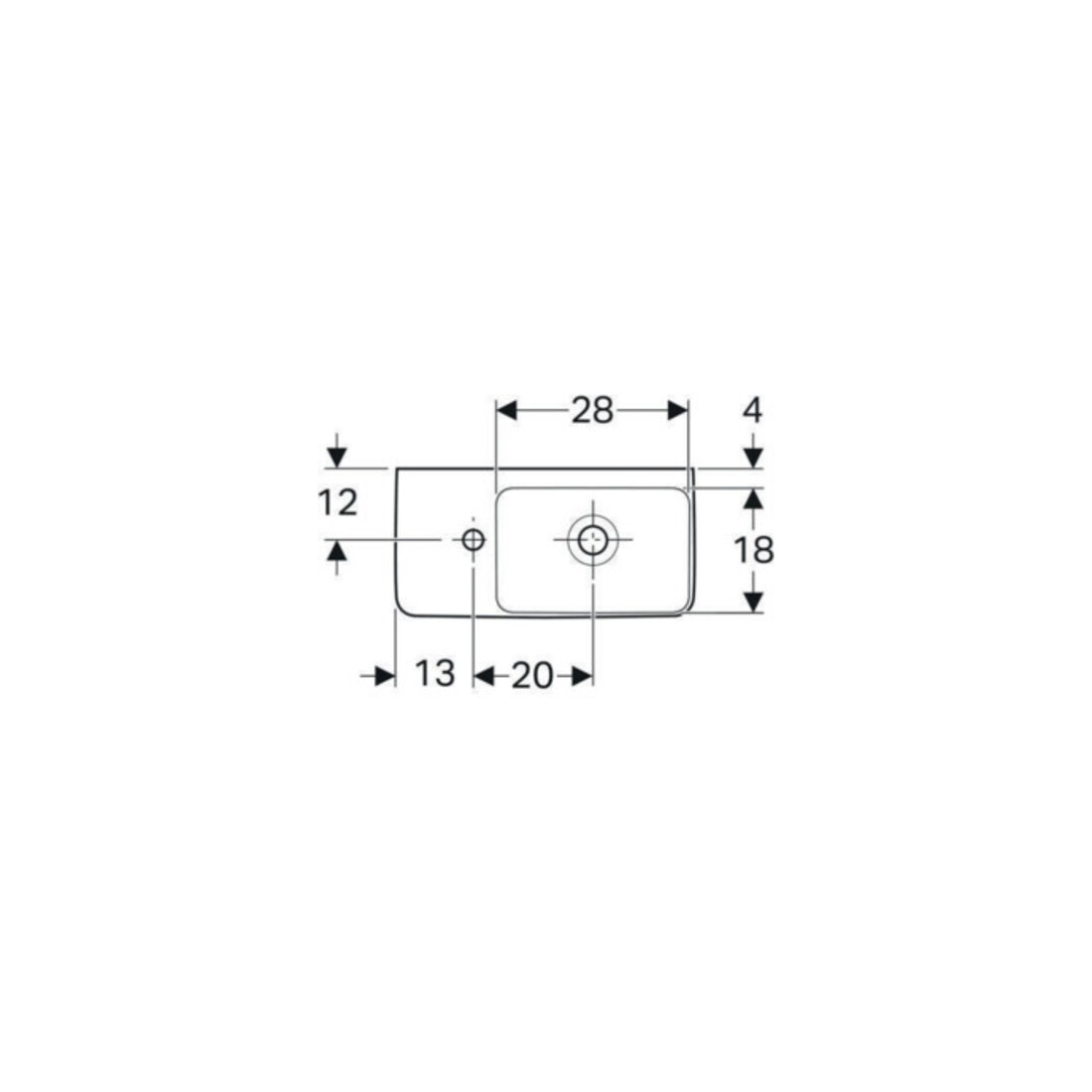 Geberit Handwaschbecken Renova Compact 50x25cm, m Hahnl. li, mit Überlauf, weiß