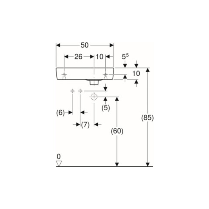 Geberit Handwaschbecken Renova Compact 50x25cm, m Hahnl. li, mit Überlauf, weiß