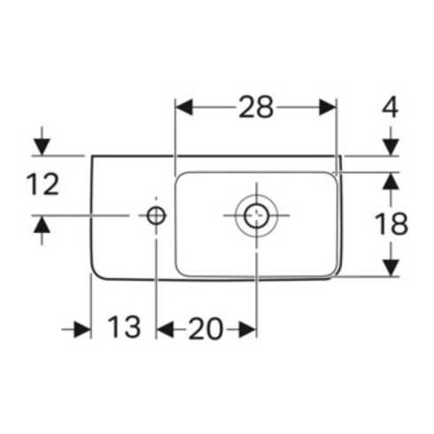 Geberit Handwaschbecken Renova Compact 50x25cm, m Hahnl. li, mit Überlauf, weiß