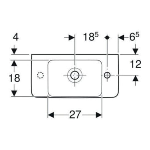 Geberit Handwaschbecken Renova Compact 50x25cm, m Hahnl. re, mit Überlauf, weiß