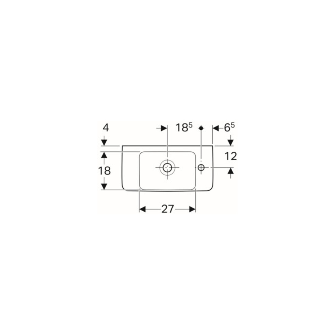 Geberit Handwaschbecken Renova Compact 50x25cm, m Hahnl. re, mit Überlauf, weiß