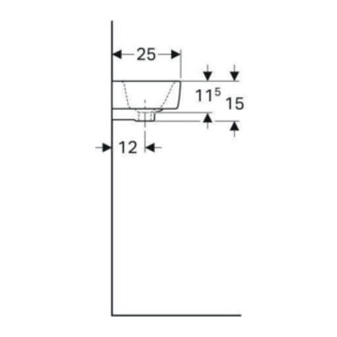 Geberit Handwaschbecken Renova Compact 50x25cm, m Hahnl. re, mit Überlauf, weiß