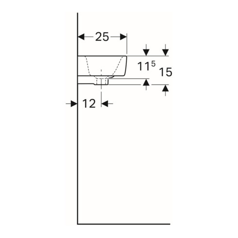 Geberit Handwaschbecken Renova Compact 50x25cm, m Hahnl. re, mit Überlauf, weiß