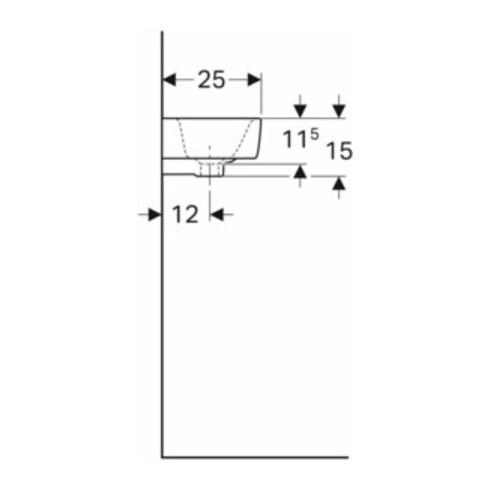 Geberit Handwaschbecken Renova Compact 50x25cm, m Hahnl. re, mit Überlauf, weiß