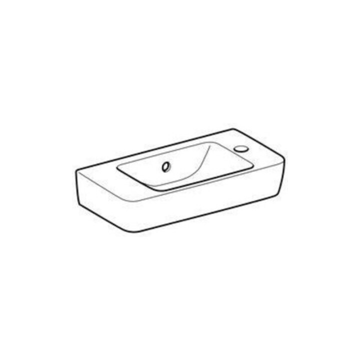 Geberit Handwaschbecken Renova Compact 50x25cm, m Hahnl. re, mit Überlauf, weiß