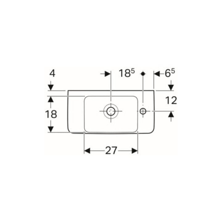 Geberit Handwaschbecken Renova Compact 50x25cm, m Hahnl. re, mit Überlauf, weiß