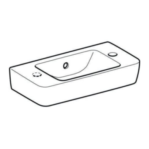 Geberit Handwaschbecken Renova Compact 50x25cm, m Hahnl. re, mit Überlauf, weiß