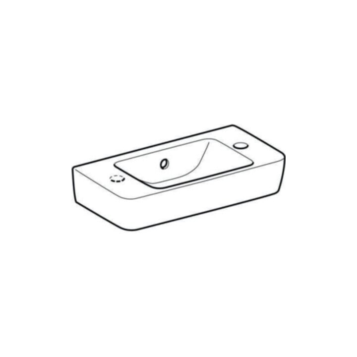Geberit Handwaschbecken Renova Compact 50x25cm, m Hahnl. re, mit Überlauf, weiß