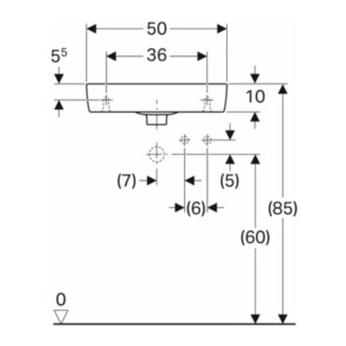Geberit Handwaschbecken Renova Compact 50x25cm, m Hahnl. re, mit Überlauf, weiß