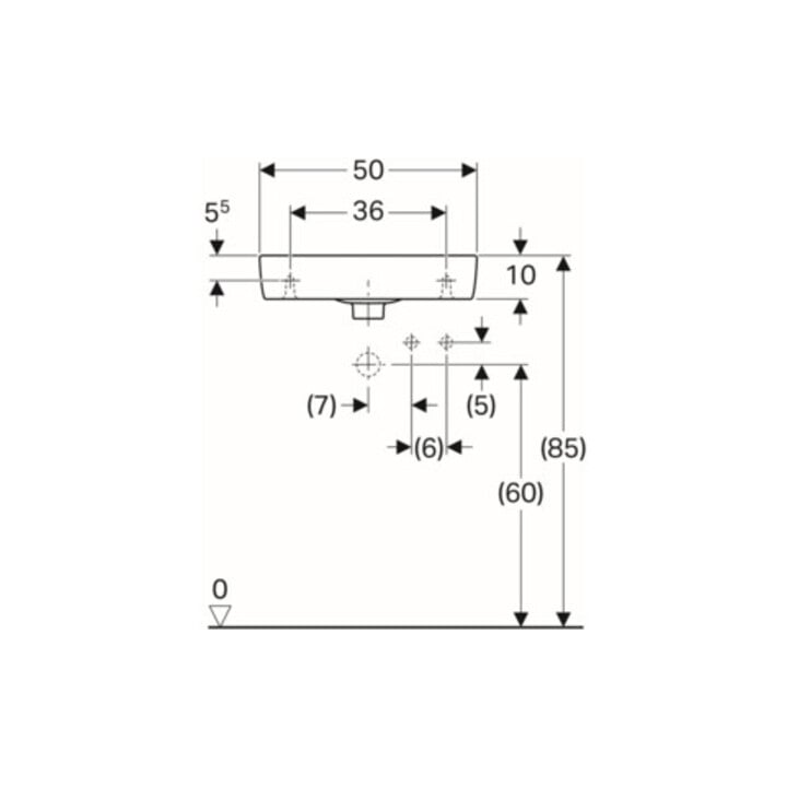 Geberit Handwaschbecken Renova Compact 50x25cm, m Hahnl. re, mit Überlauf, weiß