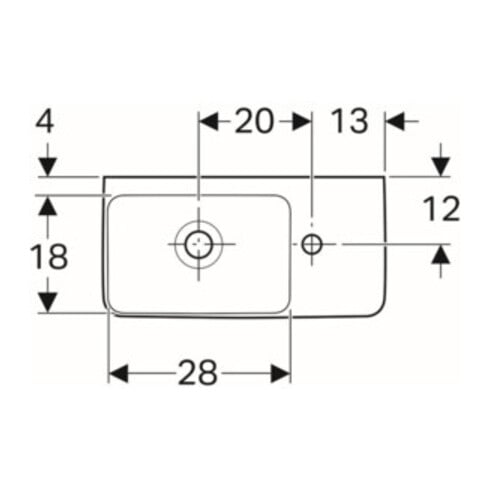 Geberit Handwaschbecken Renova Compact 50x25cm, m Hahnl. re, mit Überlauf, weiß
