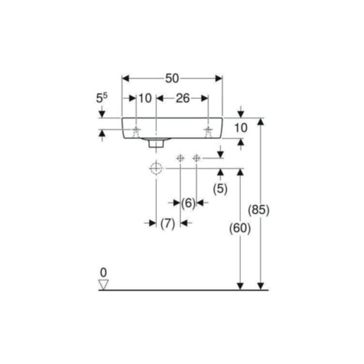 Geberit Handwaschbecken Renova Compact 50x25cm, m Hahnl. re, mit Überlauf, weiß