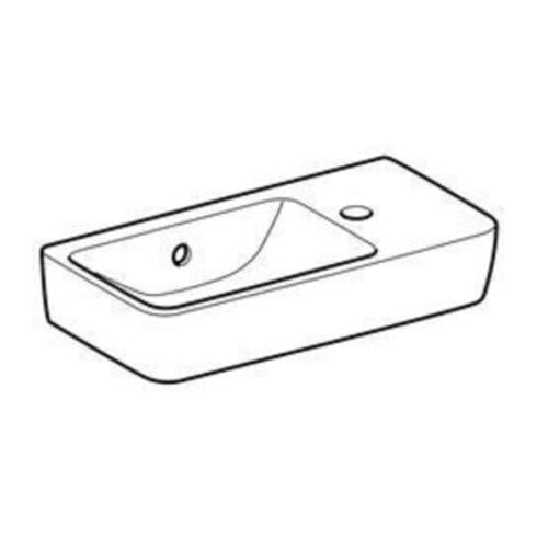 Geberit Handwaschbecken Renova Compact 50x25cm, m Hahnl. re, mit Überlauf, weiß