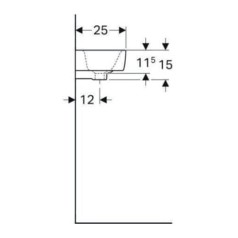 Geberit Handwaschbecken Renova Compact 50x25cm, m Hahnl. re, mit Überlauf, weiß