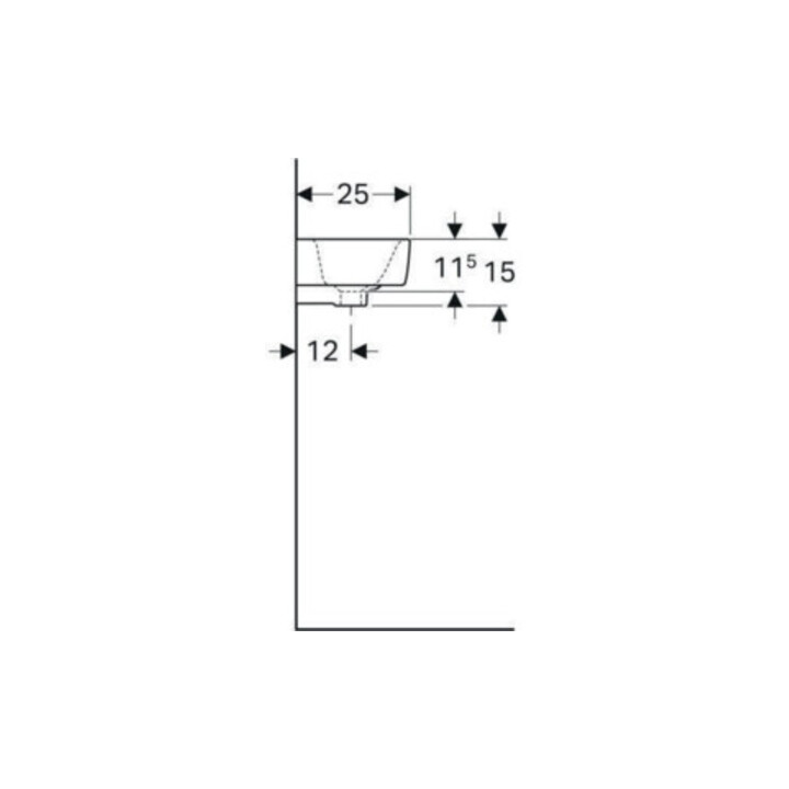 Geberit Handwaschbecken Renova Compact 50x25cm, m Hahnl. re, mit Überlauf, weiß