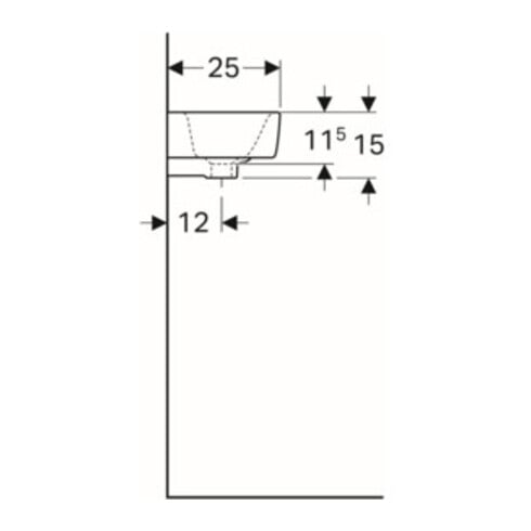 Geberit Handwaschbecken Renova Compact 50x25cm, m Hahnl. re, mit Überlauf, weiß