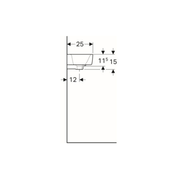 Geberit Handwaschbecken Renova Compact 50x25cm, m Hahnl. re, mit Überlauf, weiß