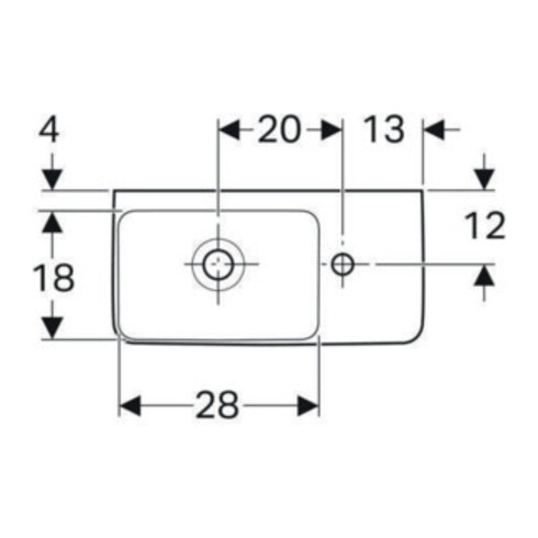 Geberit Handwaschbecken Renova Compact 50x25cm, m Hahnl. re, mit Überlauf, weiß