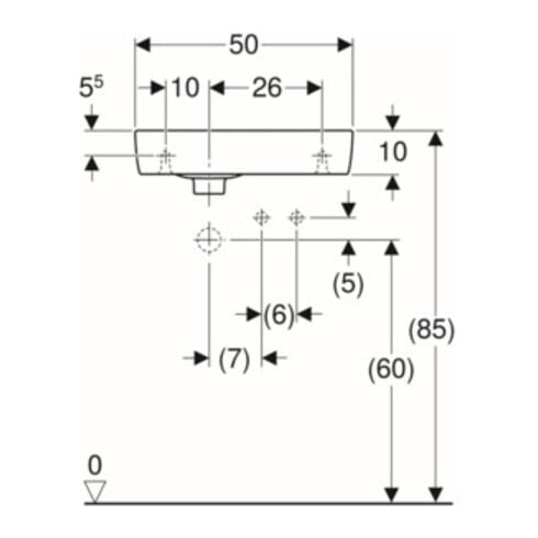 Geberit Handwaschbecken Renova Compact 50x25cm, m Hahnl. re, mit Überlauf, weiß