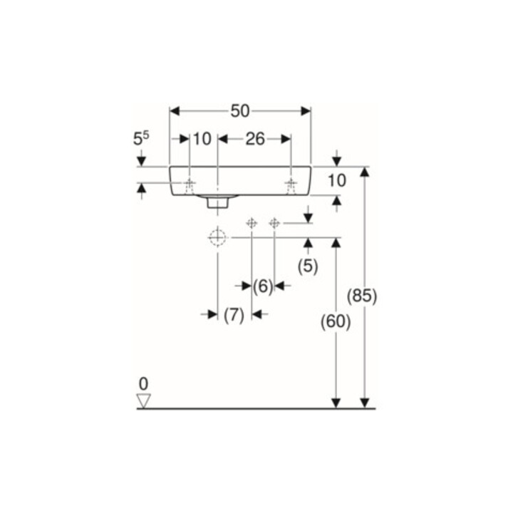 Geberit Handwaschbecken Renova Compact 50x25cm, m Hahnl. re, mit Überlauf, weiß