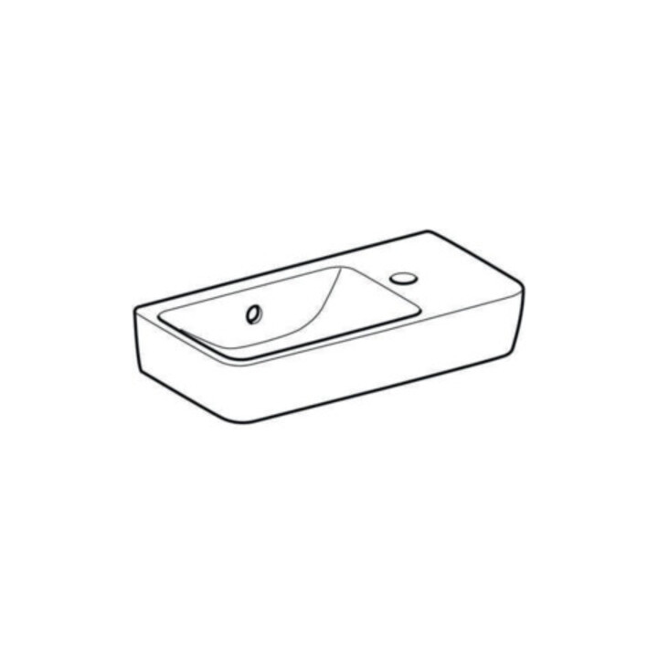 Geberit Handwaschbecken Renova Compact 50x25cm, m Hahnl. re, mit Überlauf, weiß