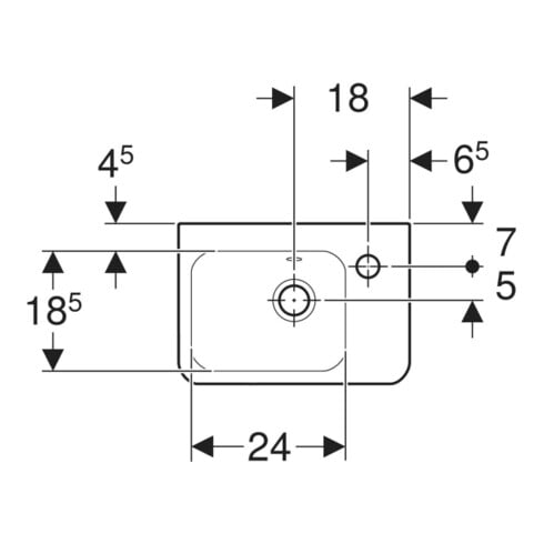Geberit Handwaschbecken Renova Plan 36x25cm, m Hahnl., m ÜL, kurz, weiß