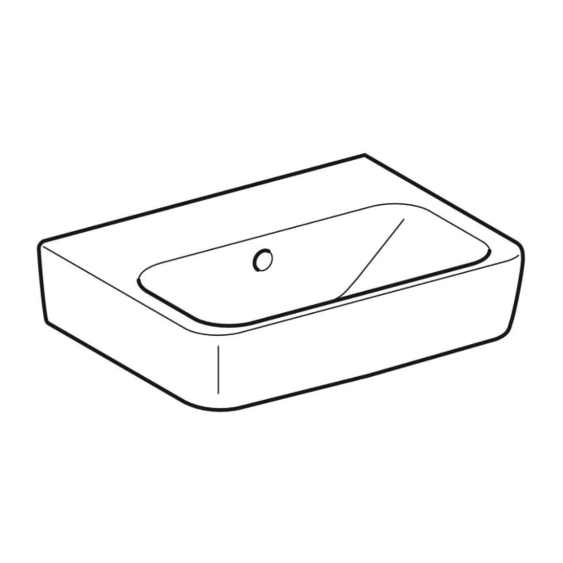 Geberit Handwaschbecken Renova Plan 45x34cm, o. Hahnloch, mit Überlauf, weiß