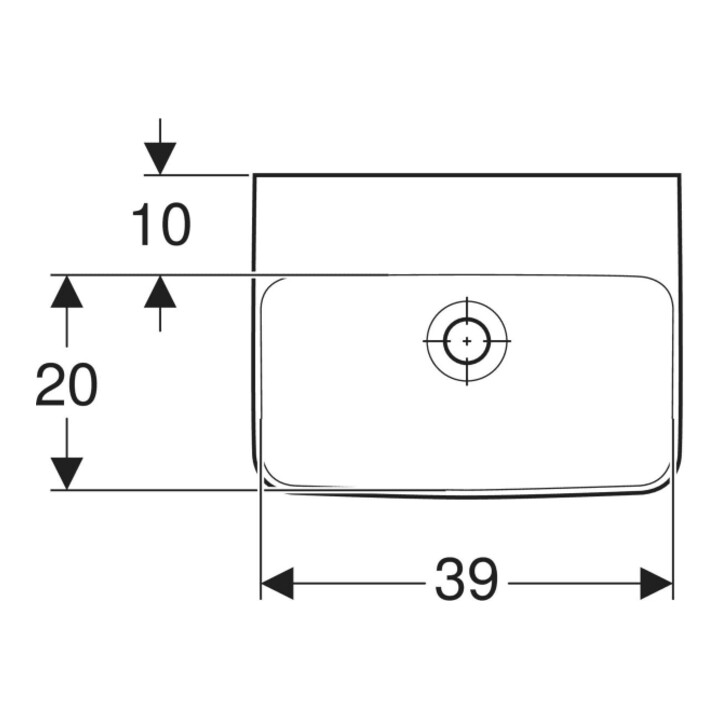 Geberit Handwaschbecken Renova Plan 45x34cm, o. Hahnloch, mit Überlauf, weiß