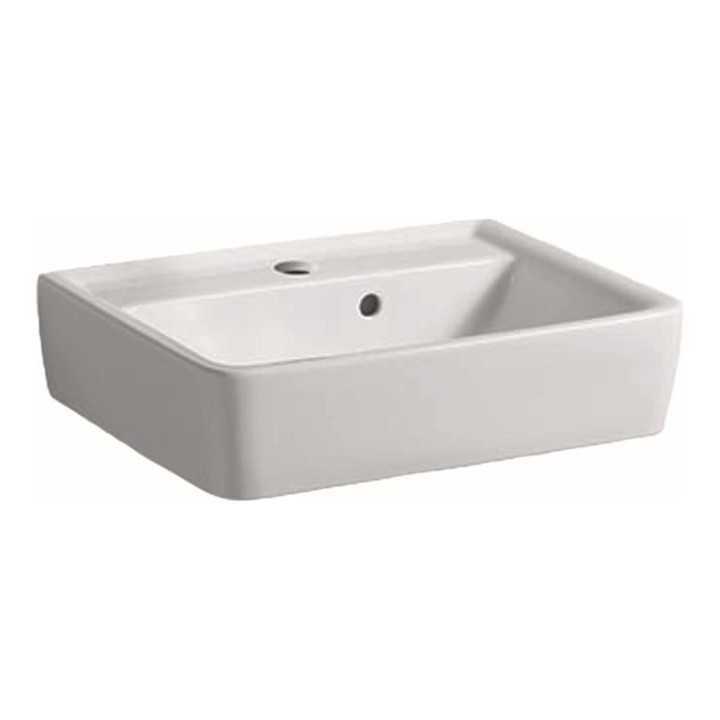 Geberit Handwaschbecken RENOVA PLAN 500 x 380 mm ohne Hahnloch, mit Überlauf weiß