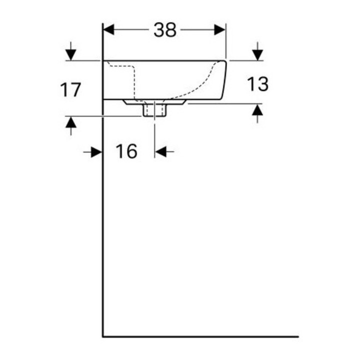 Geberit Handwaschbecken RENOVA PLAN 500 x 380 mm ohne Hahnloch, mit Überlauf weiß