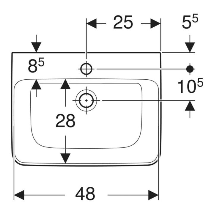 Geberit Handwaschbecken Renova Plan 50x38cm, Hahnl. mit., o. ÜL, we. K-Tect