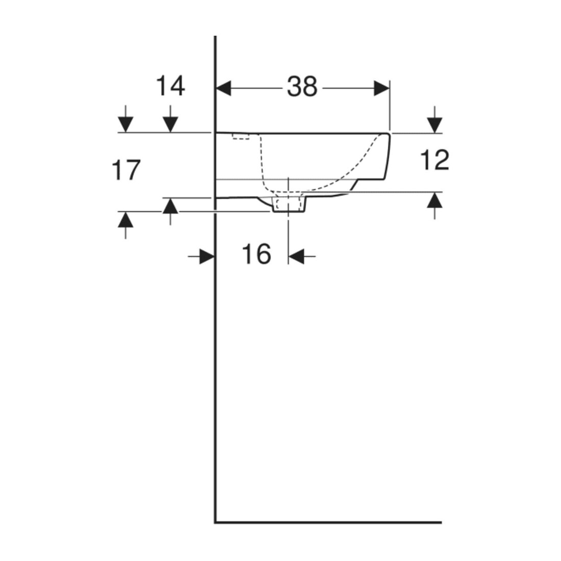 Geberit Handwaschbecken Renova Plan 50x38cm, Hahnl. mit., o. ÜL, we. K-Tect